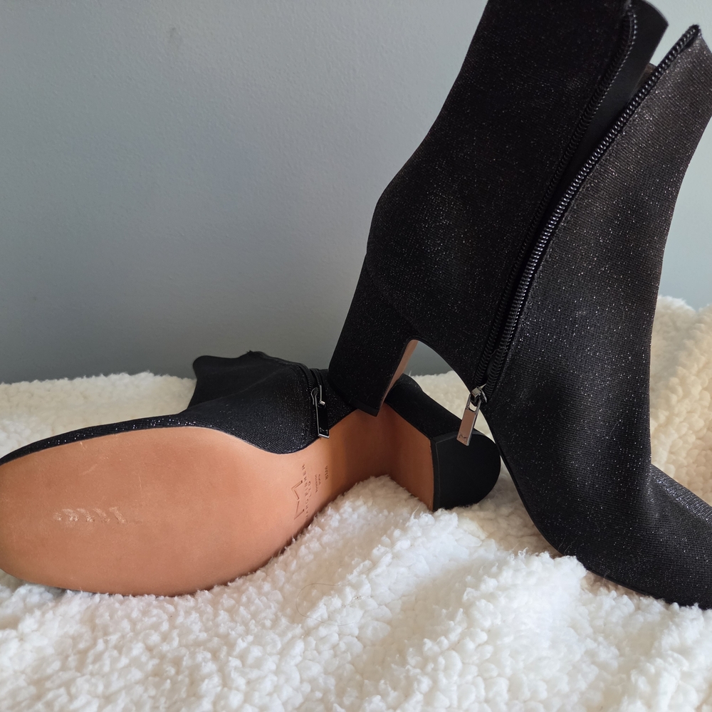 Marc Fisher Grazie Black Sparkle Heeled Boots